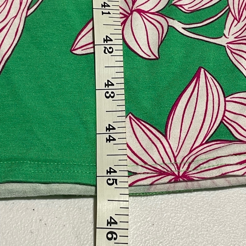 CAbi Weekend Dress #6217 Sz Large Green Tiered Midi Tank Dress Pink White Floral - Picture 11 of 11